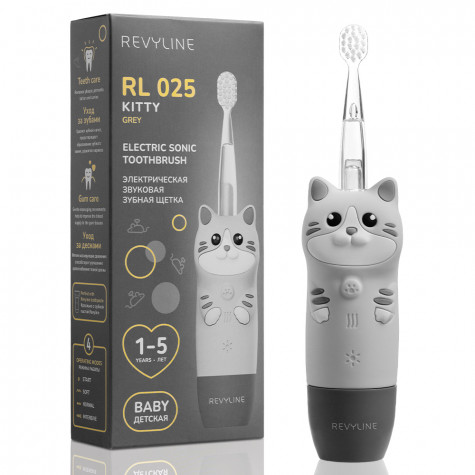 Электрическая звуковая зубная щётка Revyline RL 025 Baby Kitty, Grey